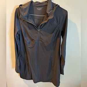 Athleta Womens 1/4 Zip Hood Long High Neck Solid Nylon Blend